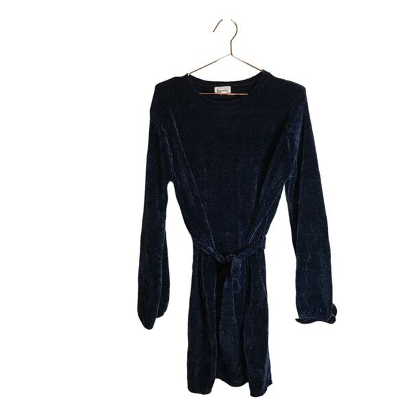 & merci midnight blue soft cozy tie around waist lounge dress size medium - Picture 1 of 6